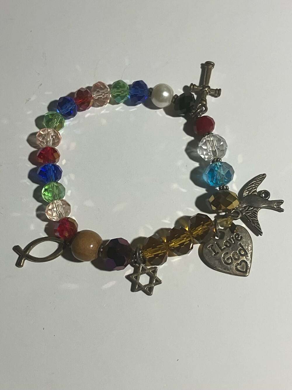 Story of Jesus Life Christian Salvation Bead Charm Bracelet with Cross Star Fish